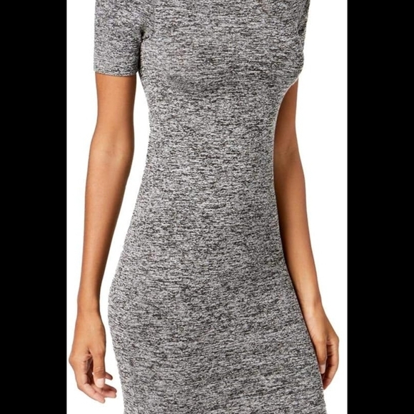 Better Be Dresses & Skirts - Better Be Gray and White Bodycon Dress Short Sleeve Crew Neck